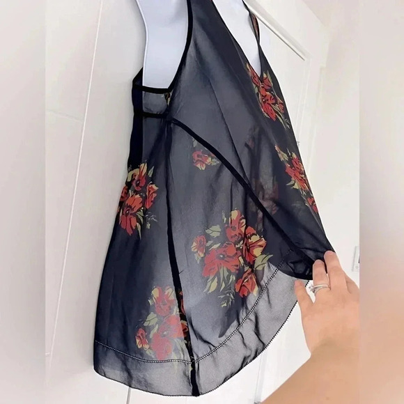 Gentle Fawn/ Sheer navy blue floral blouse/ Size US  XS - Picture 4 of 13